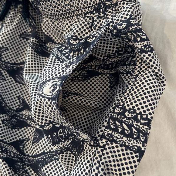 Vilebrequin Boys Navy Blue and White Fish Pattern Swim Trunks